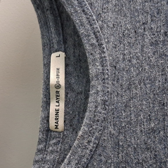 Marine Layer Saddle Hem Pocket In Heather Blue Neps Large - Picture 7 of 11